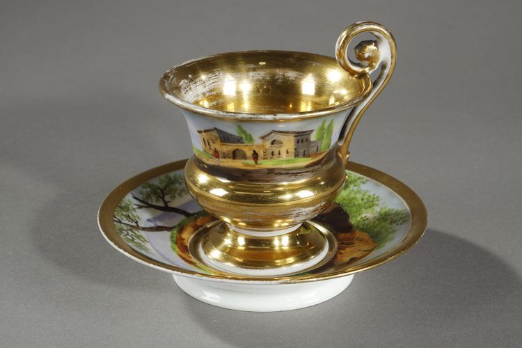 PARIS PORCELAIN SERVICE WITH LANDSCAPE DECORATION
