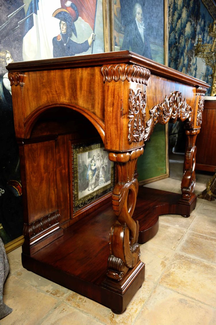 Console nuziale cubana in mogano con delfini