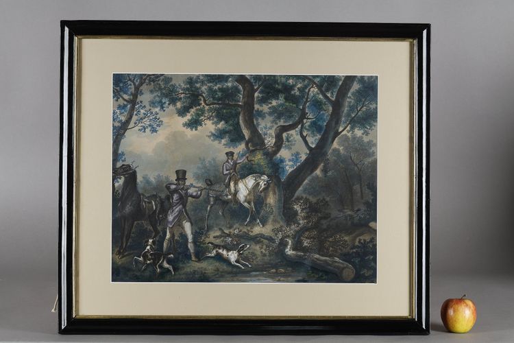 TWO COLOR ENGRAVINGS ENHANCED WITH GOUACHE SIGNED CARLE VERNET