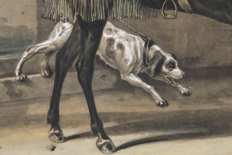 TWO COLOR ENGRAVINGS ENHANCED WITH GOUACHE SIGNED CARLE VERNET