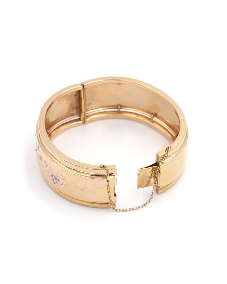 Bracelet Manchette Papillon Ancien En Or 18 Karats, Napoléon III, Bijou Ancien, Diamants