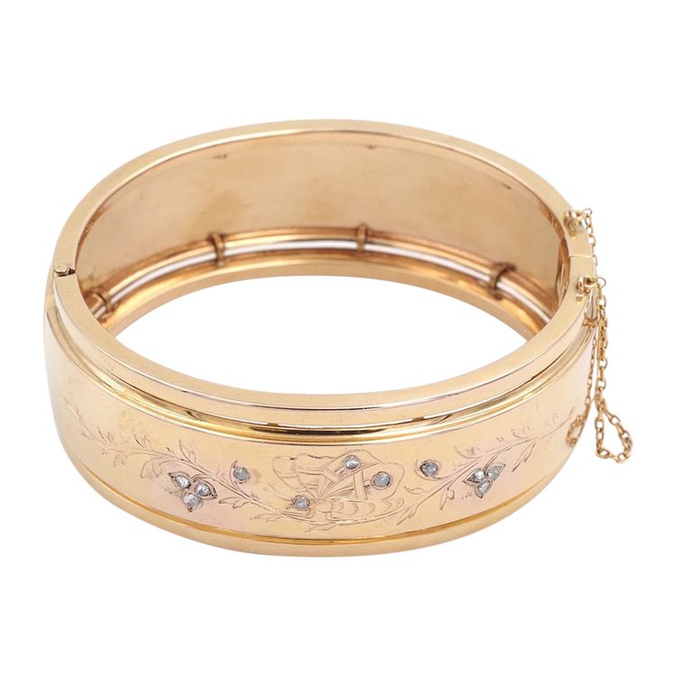Bracelet Manchette Papillon Ancien En Or 18 Karats, Napoléon III, Bijou Ancien, Diamants