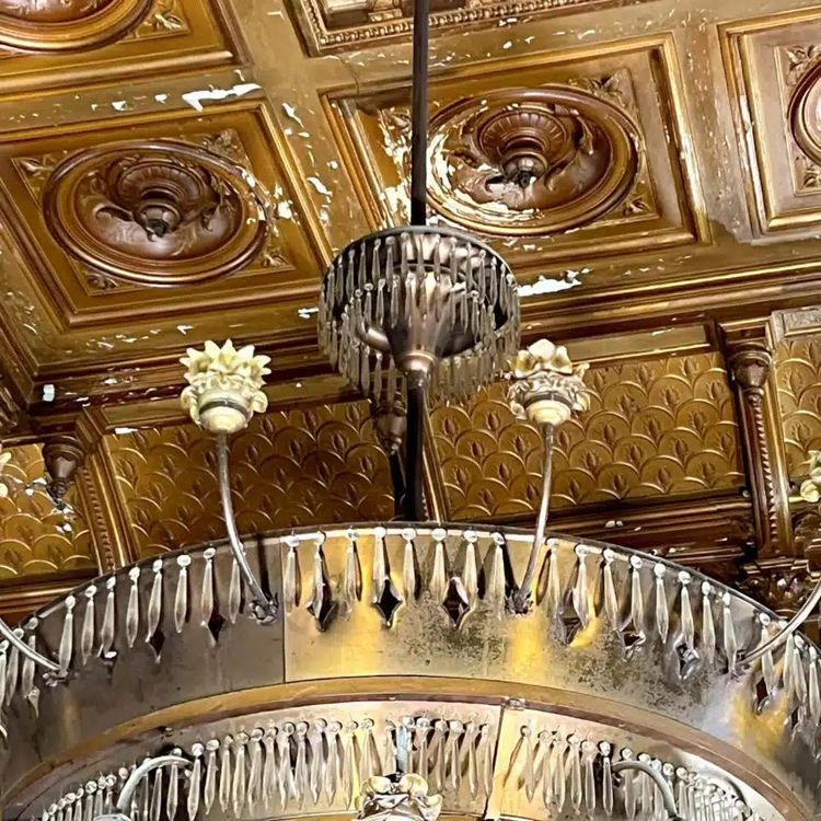 Lampadario Art Déco in rame, diametro 185 cm