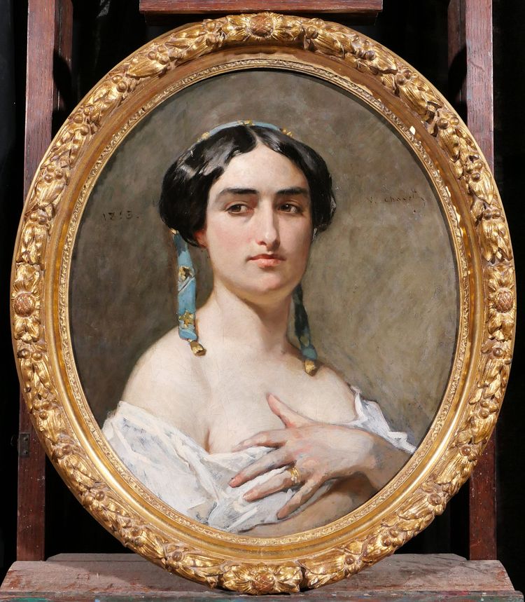Victor CHAVET 1822-1906 Porträt einer Provençalerin, Gemälde, Provence, Arles, Kostüm, 1853