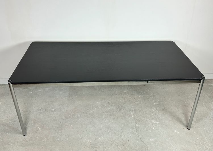 Table USM Haller T59 stratifié noir et acier chromé