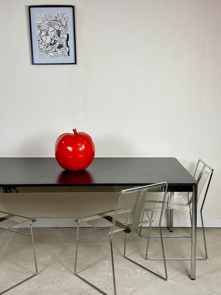 Table USM Haller T59 stratifié noir et acier chromé