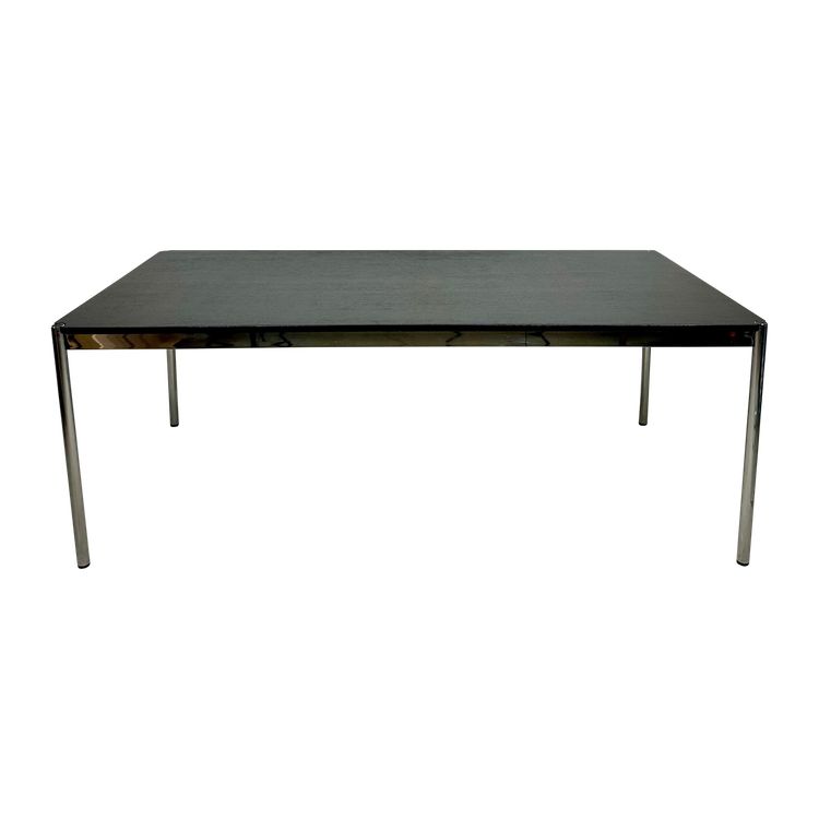 Table USM Haller T59 stratifié noir et acier chromé