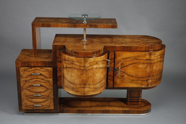 2ER ART DECO MÖBEL AUS NUSSBAUM