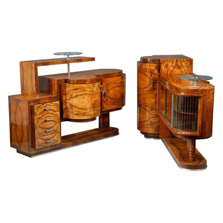2ER ART DECO MÖBEL AUS NUSSBAUM
