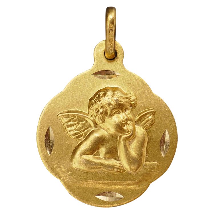 Médaille Ange, Or Jaune 18 Carats.