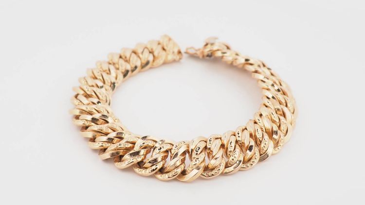 Bracciale vintage americano in maglia in oro rosa