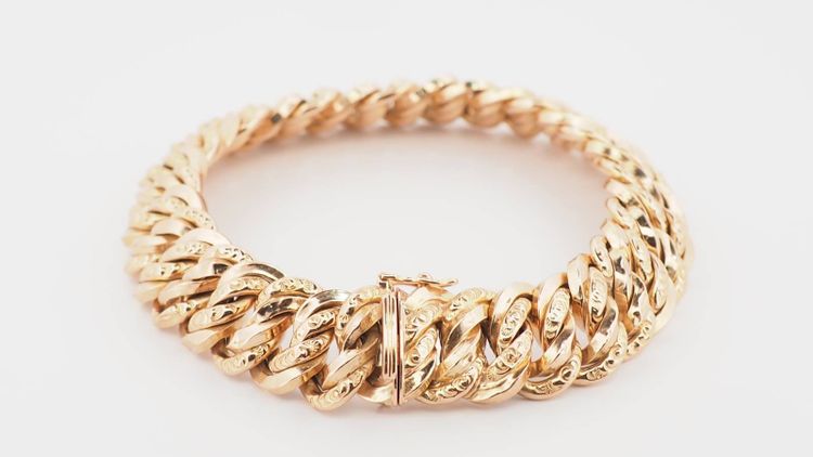 Bracciale vintage americano in maglia in oro rosa