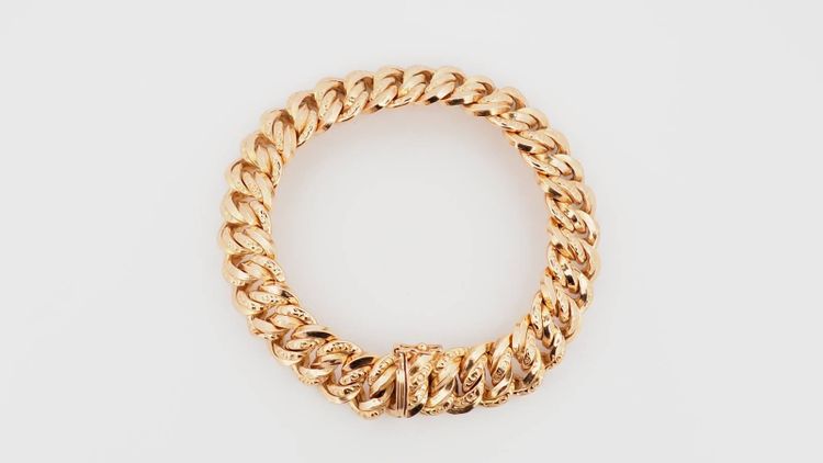Bracciale vintage americano in maglia in oro rosa