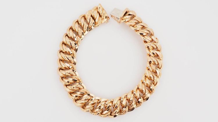 Bracciale vintage americano in maglia in oro rosa