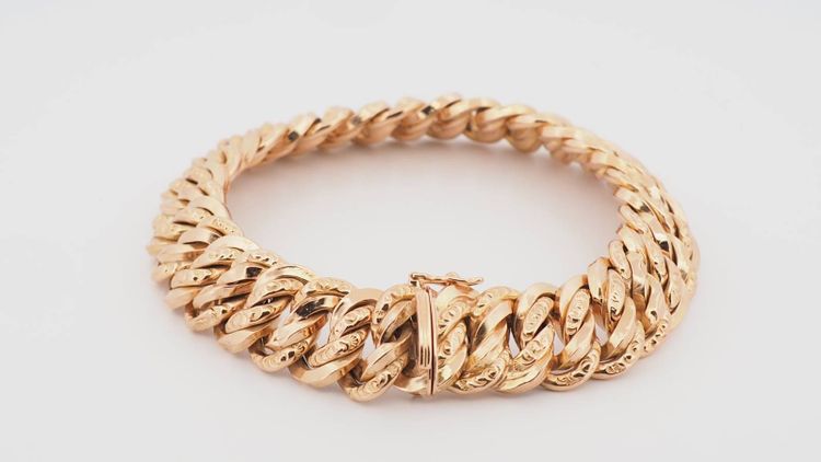 Bracciale vintage americano in maglia in oro rosa