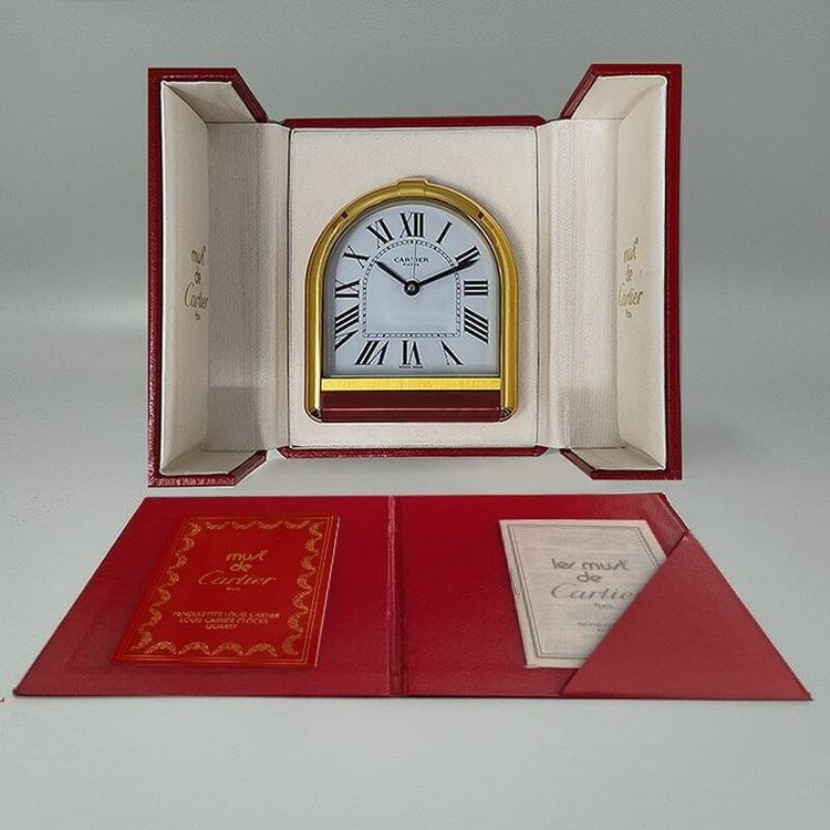 Splendido orologio-sveglia Cartier Romane Pendulette degli anni '80. Prodotto in Svizzera