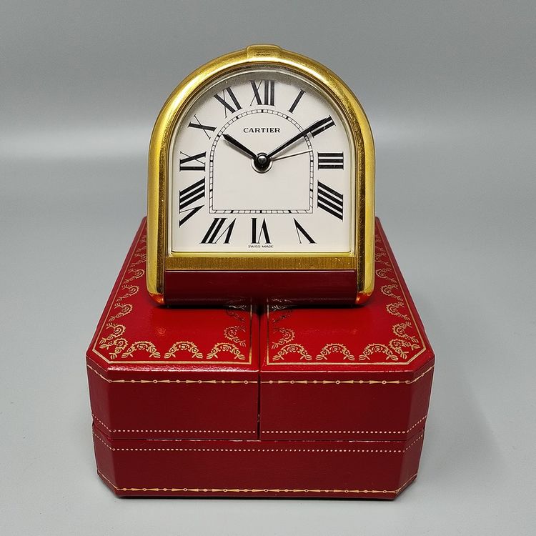 Splendido orologio-sveglia Cartier Romane Pendulette degli anni '80. Prodotto in Svizzera