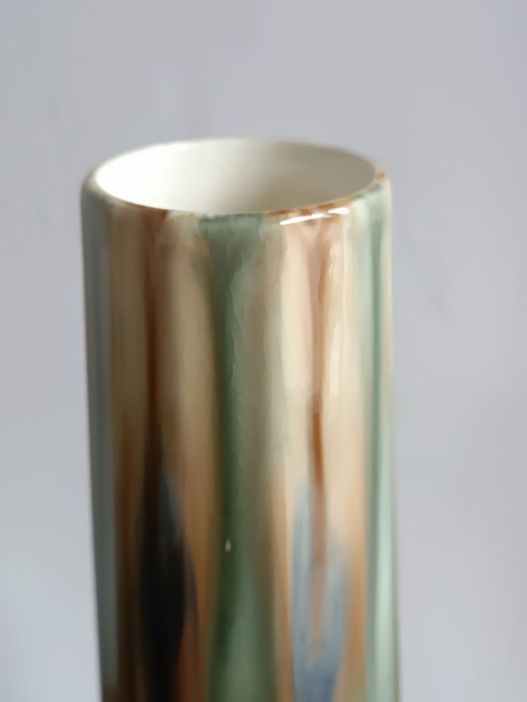 Gustave de Bruyn Pair of Art Nouveau slip vases