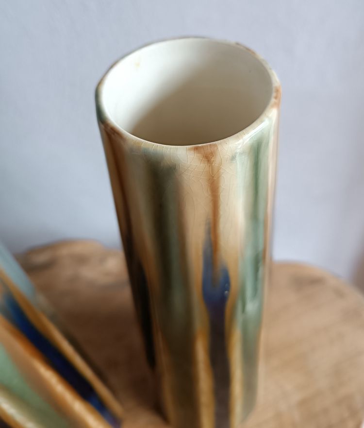 Gustave de Bruyn Pair of Art Nouveau slip vases