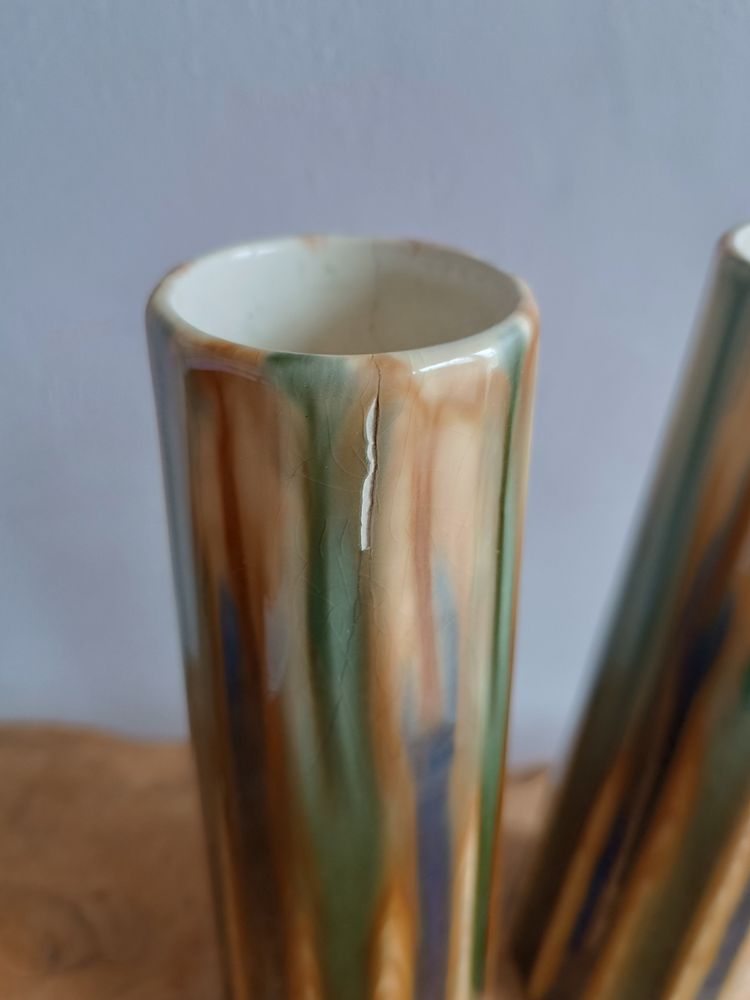 Gustave de Bruyn Pair of Art Nouveau slip vases