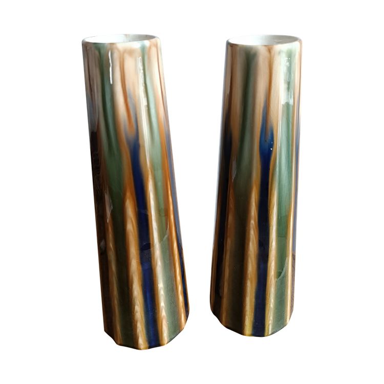 Gustave de Bruyn Pair of Art Nouveau slip vases