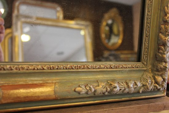 Small mirror restoration, patina, gold and mercury 43 x 55 cm