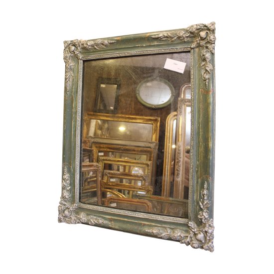 Antique rectangle mirror, patina and mercury 58 x 74