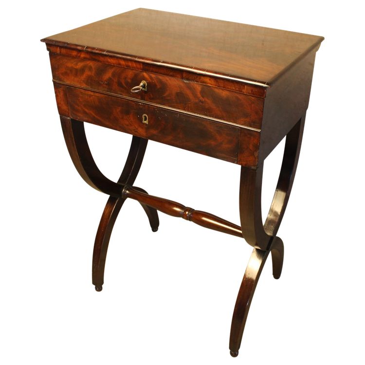 Work table, work table, small side table in mahogany, Empire style, 19th century