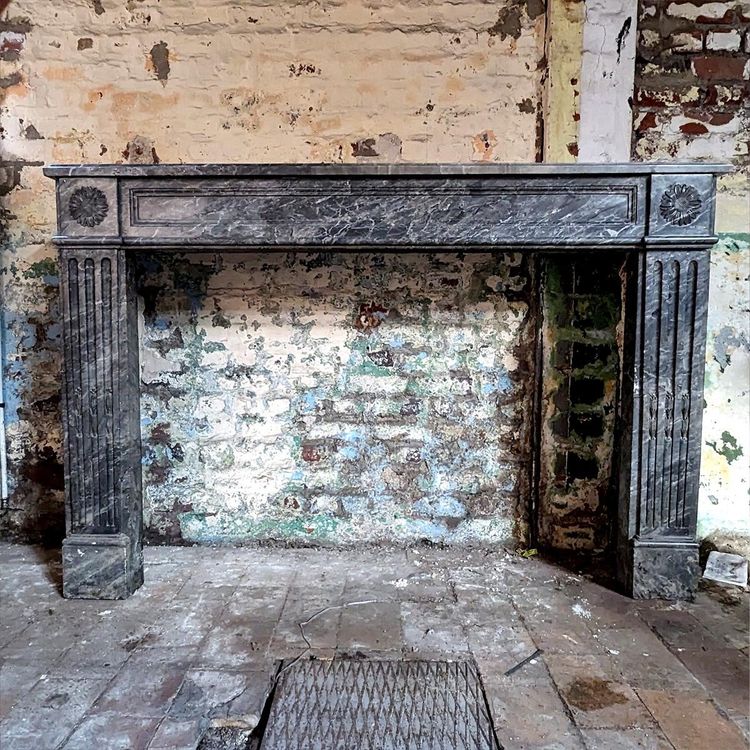 Louis XVI Fireplace in Grey Marble