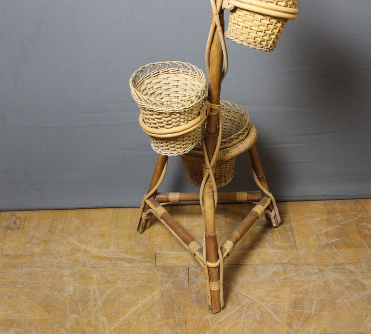 Rattan Plant Holder Circa 1970
