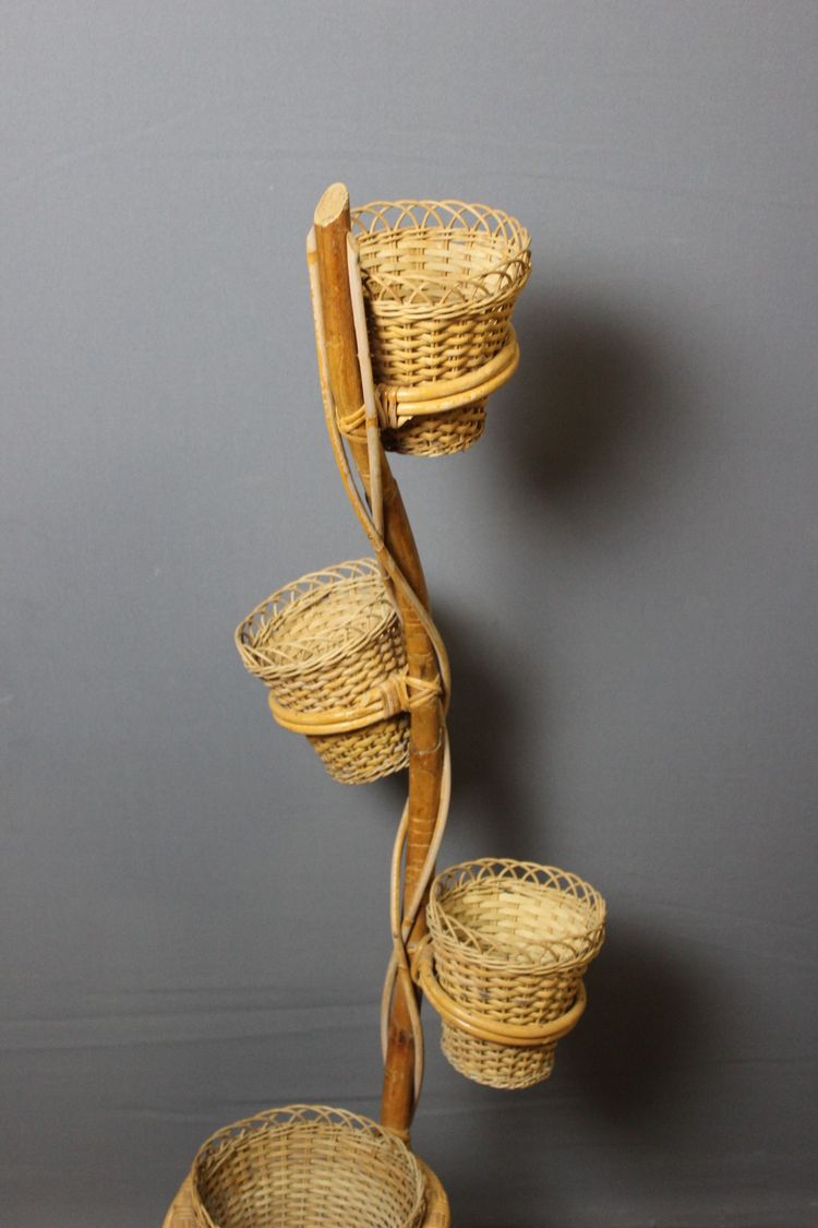 Rattan Plant Holder Circa 1970