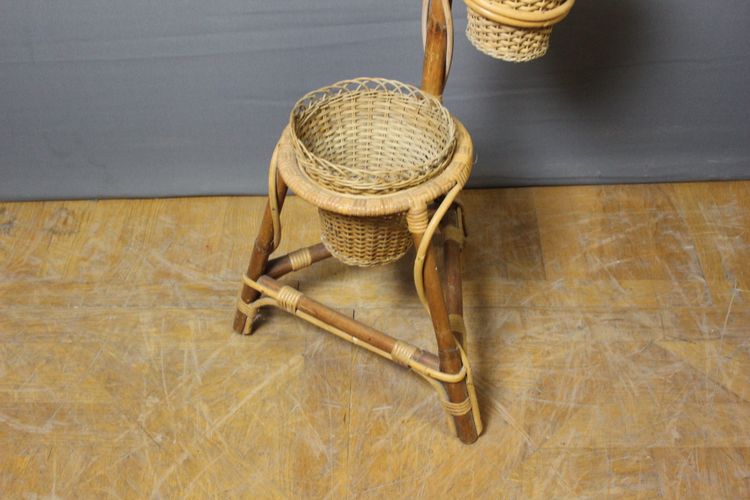 Rattan Plant Holder Circa 1970
