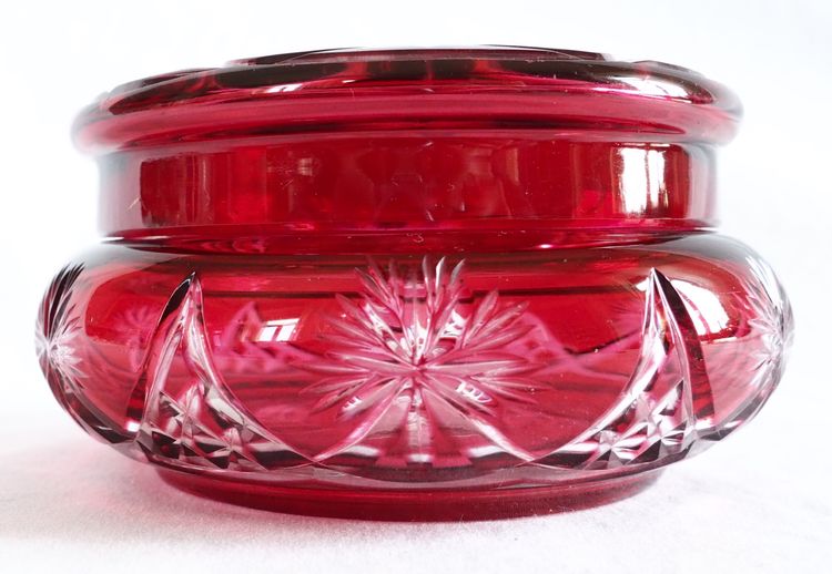Scatola porta caramelle in cristallo Baccarat con sovrapposizione rosa - etichetta di carta