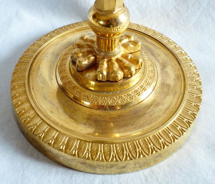 Pair of Empire gilt bronze candlesticks - Return from Egypt, Consulate period -