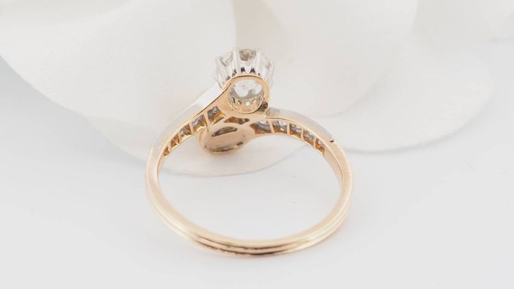 Anello Toi et Moi in oro bicolore 18kt, diamanti e perla coltivata