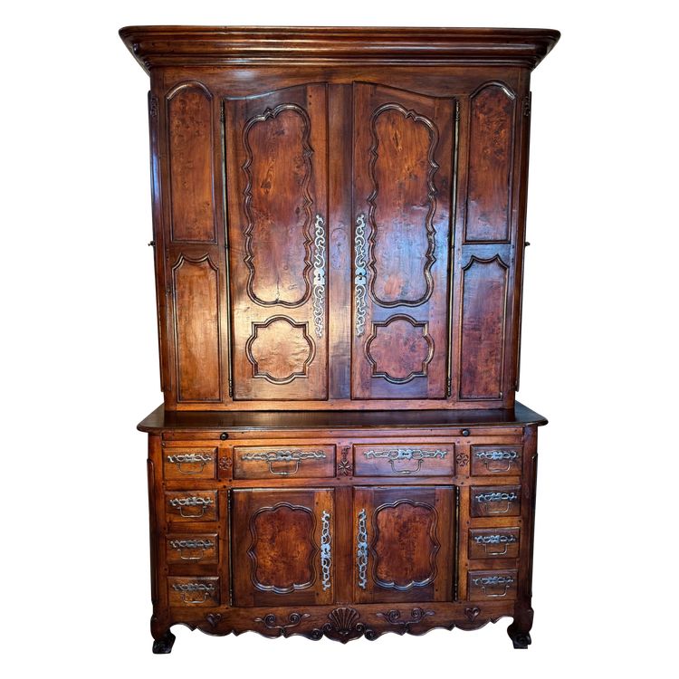 Zweikorpus-Burg-Sideboard mit Seitentüren für Gewehre aus dem 18. Jahrhundert 