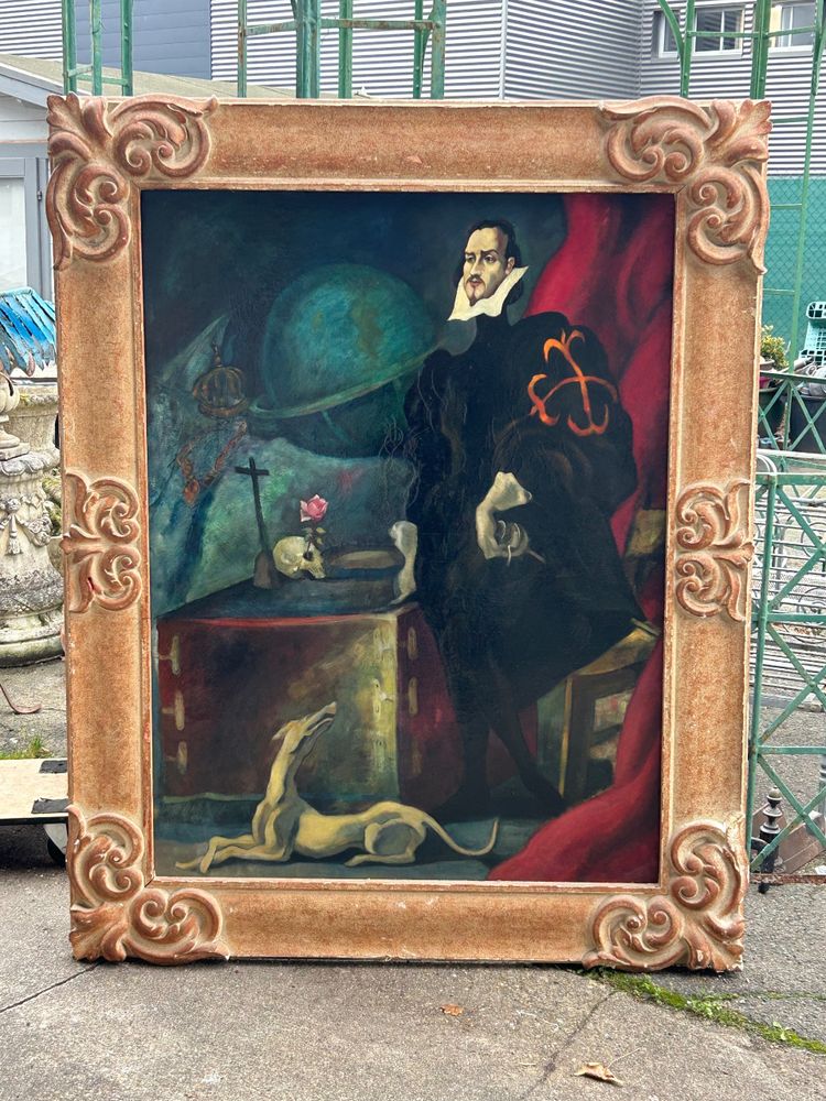 Grand Tableau Portrait En Pied Dans L’esprit Du XVIIème Vers 1920-40