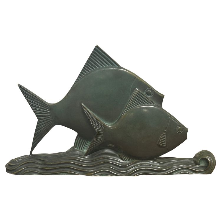  Raro bronzo Art Deco pesce verde patinato circa 1930 