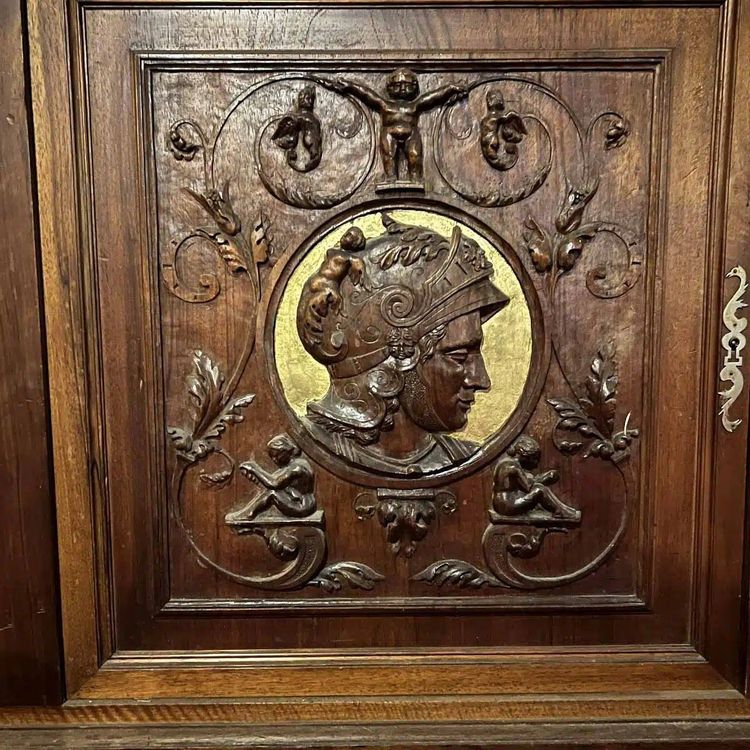 Norman Library Woodwork in Louis XIII Style in Walnut and Gilding