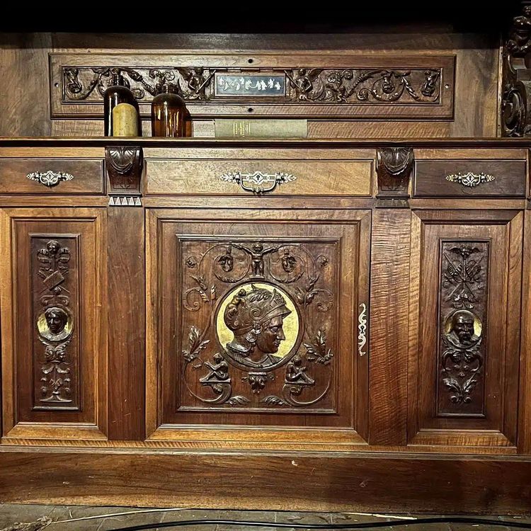 Norman Library Woodwork in Louis XIII Style in Walnut and Gilding