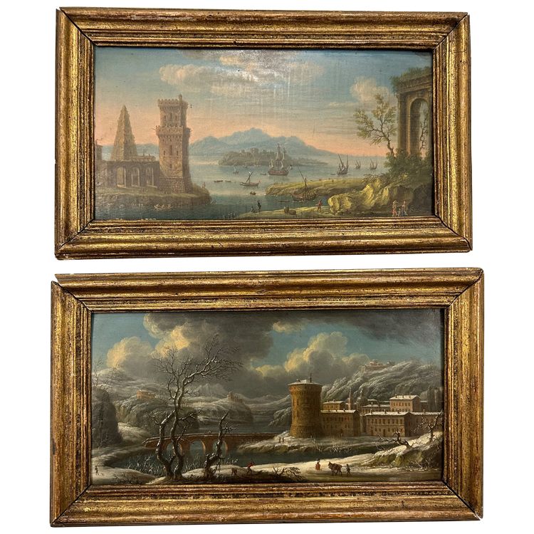 Charles Léopold Grevenbroeck (1730-1759) Pair of Oil Paintings on Copper 18th Century