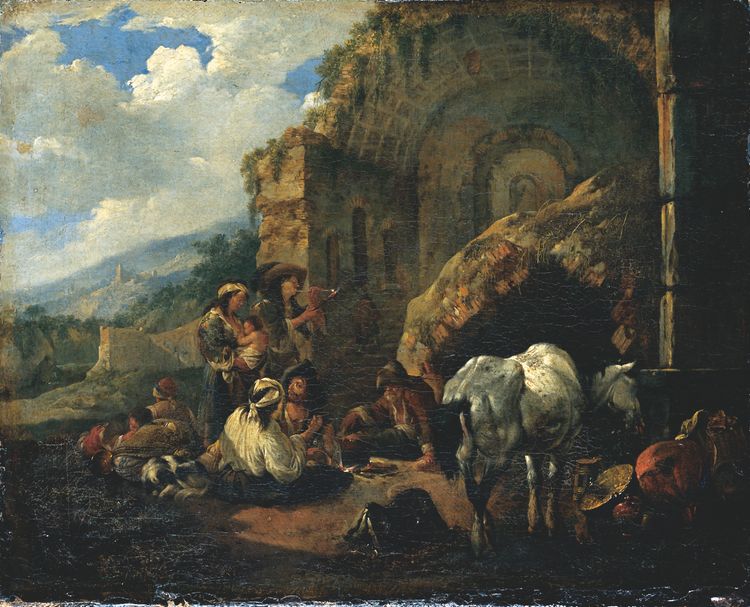 Johann Heinrich Roos (1631-1685), Die Wahrsagerin in den römischen Ruinen