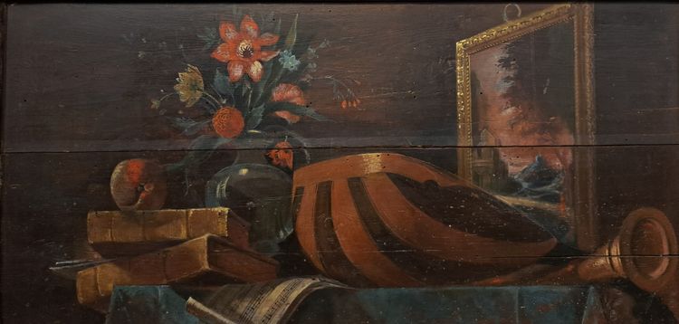 18. Jahrhundert(?) Türaufsatz, Allegorie der Künste