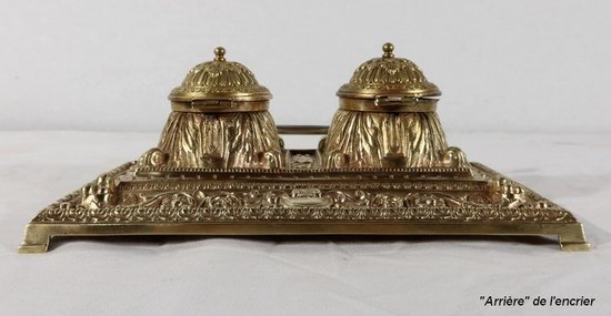 Gilded bronze inkwell, in the Renaissance style - Late 19th century