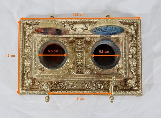  Gilded bronze inkwell, in the Renaissance style - Late 19th century