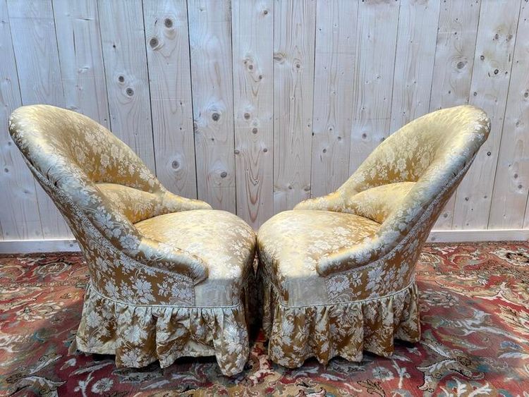 Paire de fauteuils crapaud 