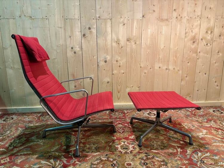 Presidente e ottomano Bauhaus di Charles Eames in alluminio