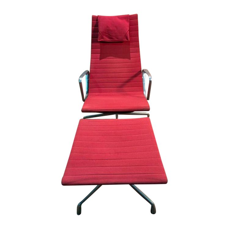 Presidente e ottomano Bauhaus di Charles Eames in alluminio