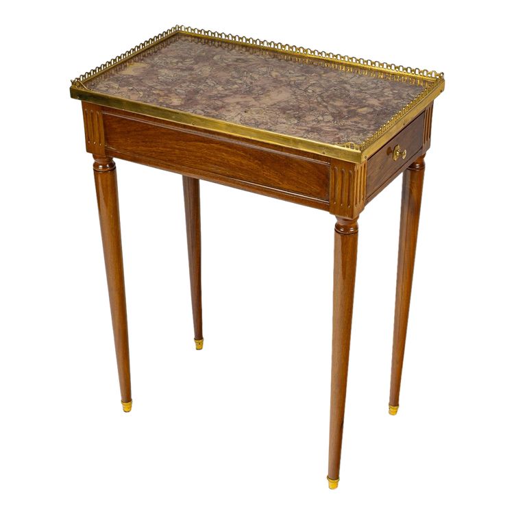 Isac Simon Rebour Kleiner Couchtisch aus Mahagoni und Marmor im Louis XVI-Stil, ca. 1780-1790