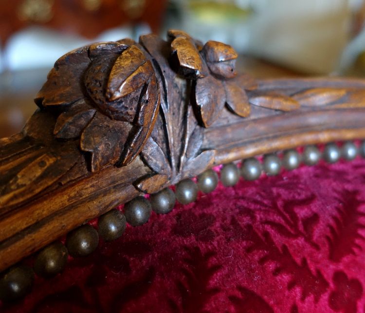 Broken Duchess - Louis XV period chaise longue in crushed velvet, Manufacture Bonvallet